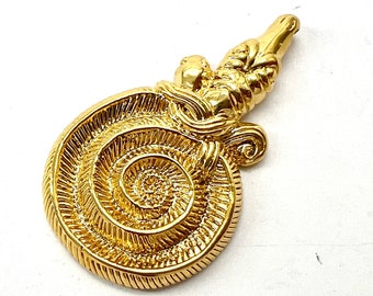 Viking gold plated coiled snake pendant, Denmark