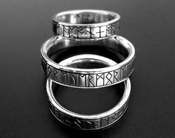 Custom hand carved Viking runic ring