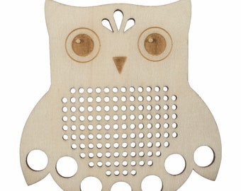 Embroidery Thread Holder - Owl - Wooden Cross Stitch Blank