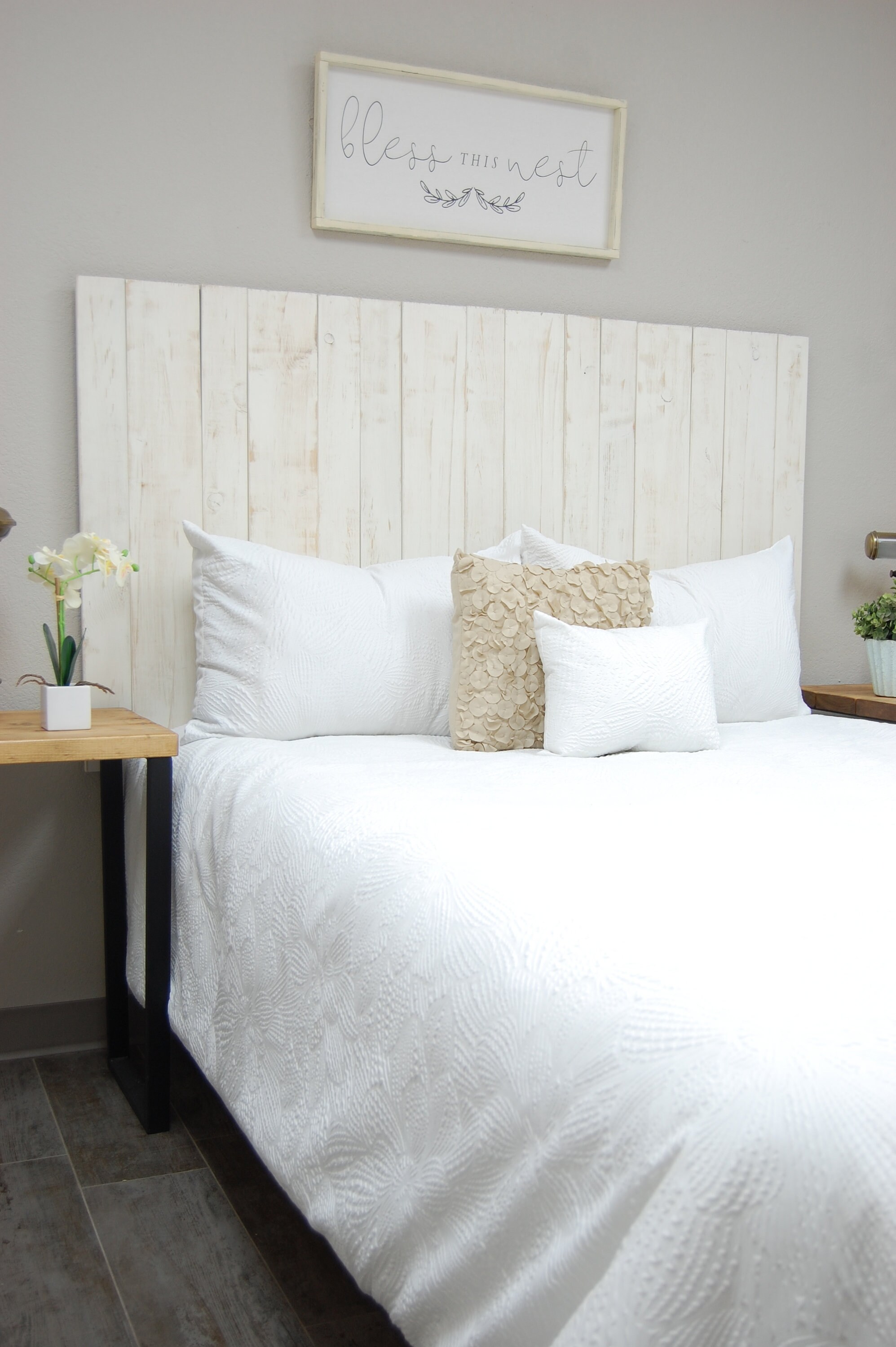Whitewash Headboard Weathered Leaner Style Handcrafted. Etsy