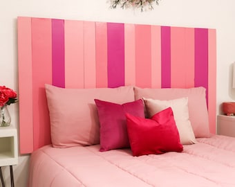 Pink Hysteria Mix Headboard Eclectic Style Solid Wood Furniture Pink Bedroom Gift for Her Kid Headboard Decorative Wall Panel Princess Room