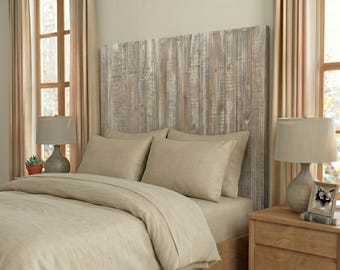 Barn Walls Graywash Solid Wood Headboard with Smooth Natural Wood Grain, Handcrafted Wall-Mounted Panels, Modern Farmhouse Bedroom Furniture