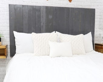 Gray Headboard Solid Wood, Grey Bedroom Furniture, Coastal Gray Aesthetics, Compatible with Sleep Number Bed and Adjustable Bed, All Sizes