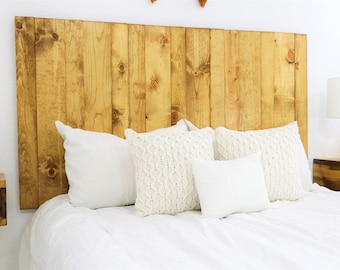 Golden Brown Rustic Headboard, Boho Style Home Decor, Scandinavian Bedroom Furniture, Contemporary Country Bed, Natural Wood Grain Patterns