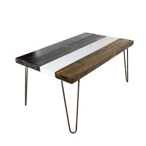 Thick and Heavy Solid Wood All Terrain Mix Coffee Table. Metal Hairpin Legs. Modern, Rustic, Boho, Industrial, Farmhouse Style. image 6