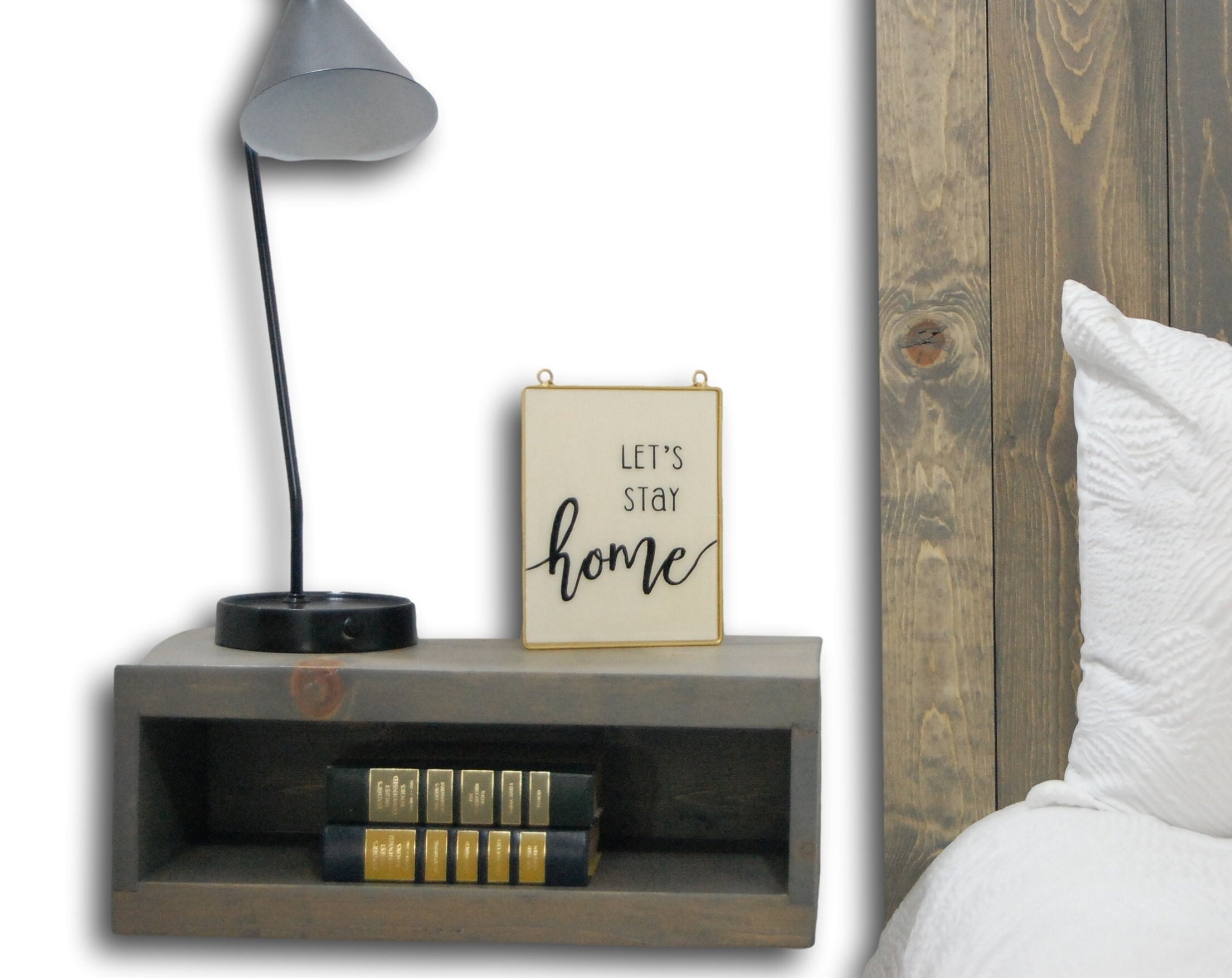 Gray Fog Stained Floating Nightstand / Bedside Table. Etsy