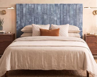 Blue Stonewash Headboard, Contemporary Bedroom Furniture Style, Modern Farmhouse Home Decor Wall Panels for Bed, Real Wood Headboard Cottage