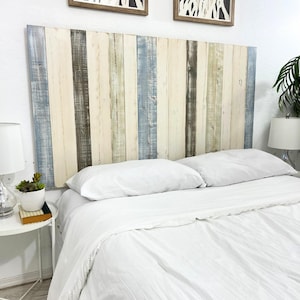 Modern Farmhouse Headboard Solid Wood with Smooth Natural Wood Grain Patterns Adjustable Height Wall Mount Built to Last Soft Neutral Tones