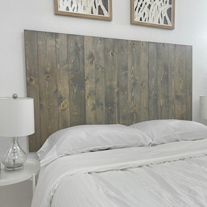 Gray Fog Solid Wood Headboard with Smooth Natural Grain Patterns, Oil-Based, Adjustable Height, Wall Mount, Rustic Coastal Bedroom Furniture