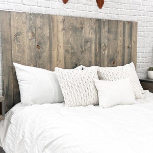 Gray Fog Oil Stain Rustic Headboard, Real Wood Bedroom Furniture, Natural Wood Grain, Coastal Style Home Decor, Barn Reclaim Wood Style