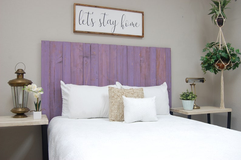 Handcrafted Twin Hanger Style Lavender Headboard Weathered King Queen California King Mounts on Wall Easy Installation Full