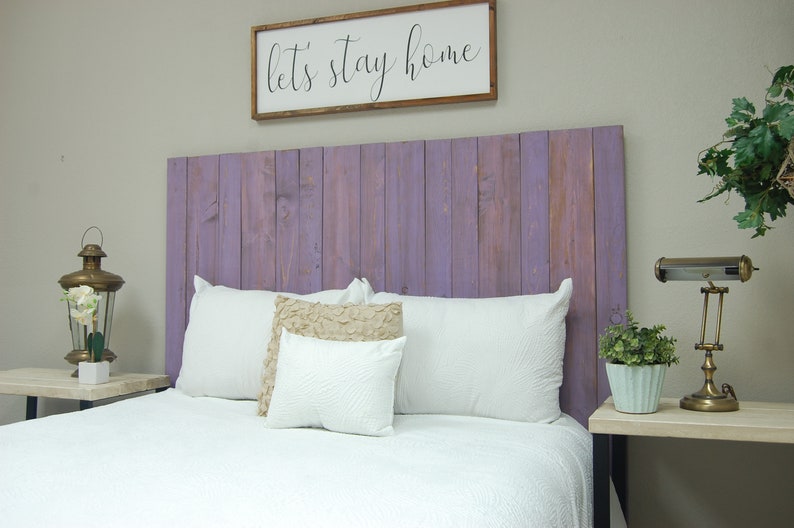 Handcrafted Twin Hanger Style Lavender Headboard Weathered King Queen California King Mounts on Wall Easy Installation Full