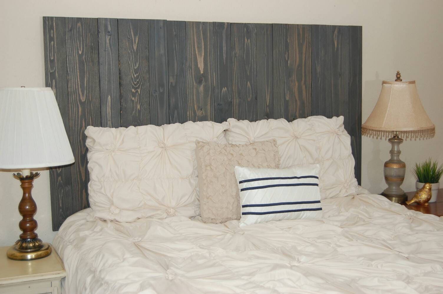 Charcoal Gray Headboard Full Size Stain Leaner Style Etsy