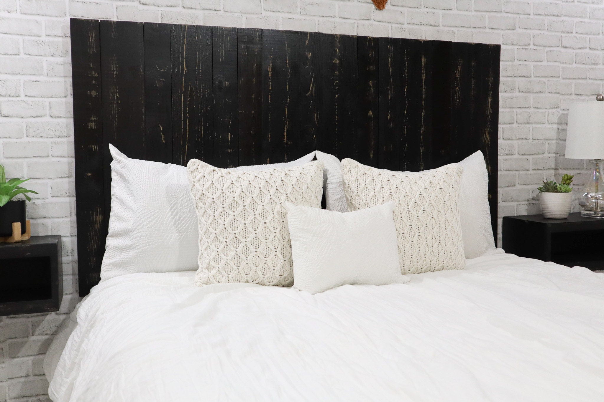 Black distressed headboard deals