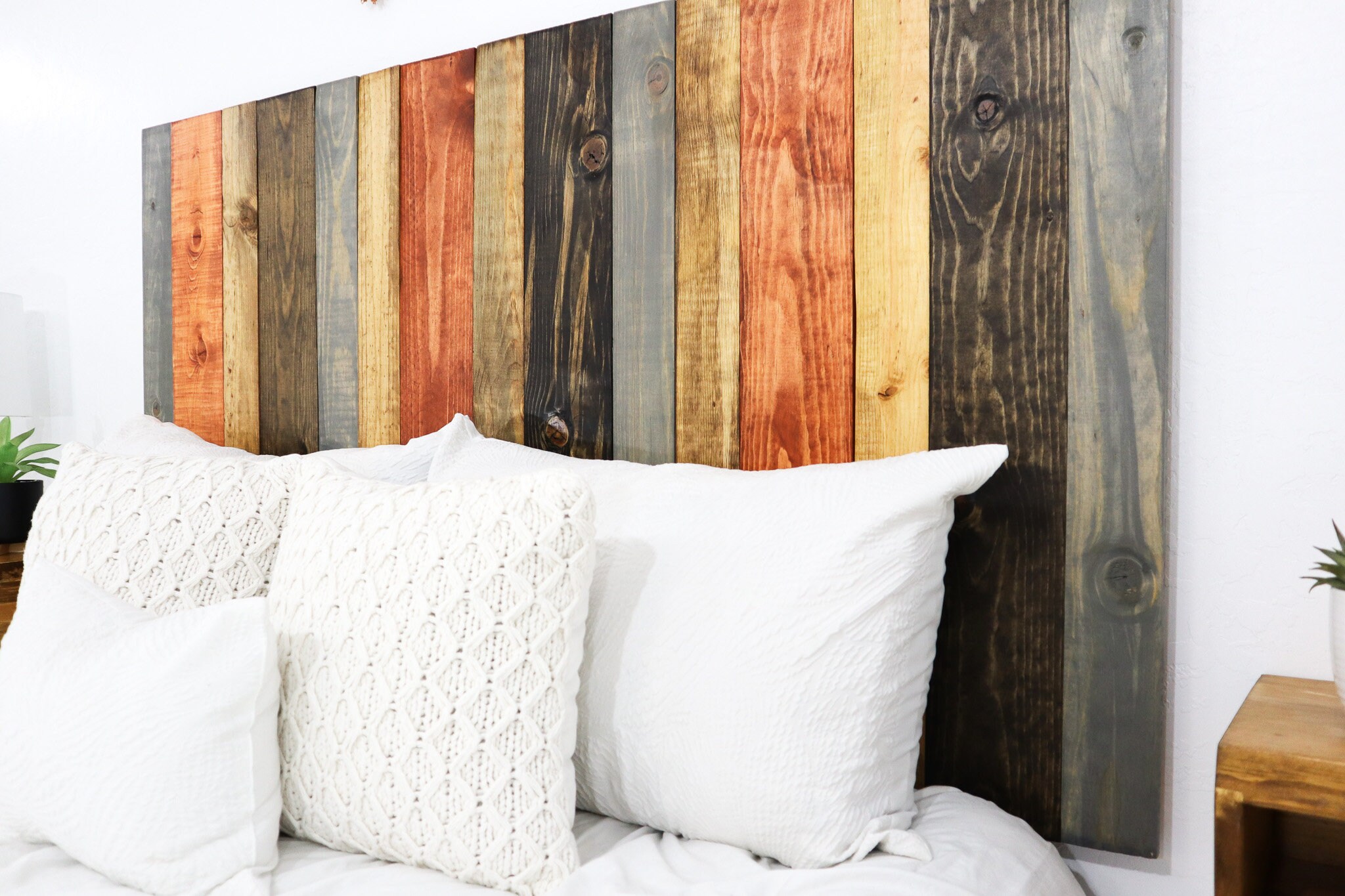 Harvest Mix Wooden Rustic Headboard, Wall Hanging Option, Compatible