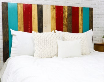 Sugar Mix Headboard Eclectic Style Solid Wood Furniture Kids Room Home Decor Bedroom Rustic Headboard Red Turquoise Brown Antique White Bed