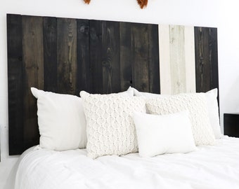 Noir Mix Headboard Wood Contemporary Headboard Black and White Rustic Headboard Modern Headboard Rustic Black Headboard Dark Weathered Wood