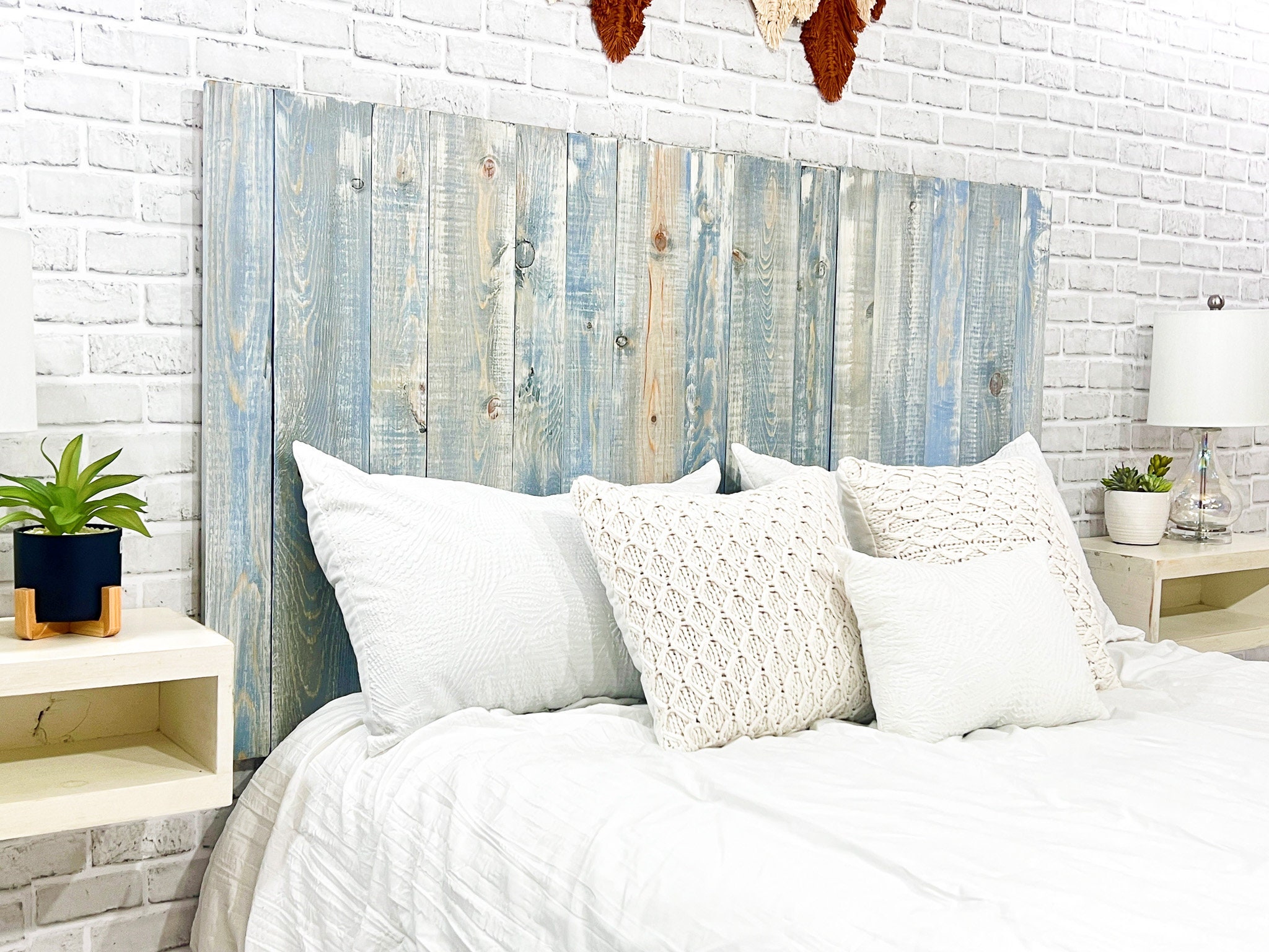White Wood Headboard Etsy