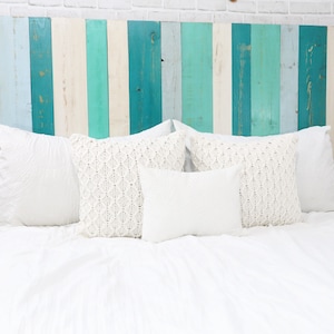 Serenity Mix Headboard Design, Coastal Cowgirl Bedroom Furniture Style, Beach Home Decor Wall Panels for Bed, Real Wood Headboard Cottage