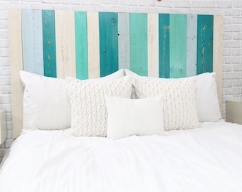Serenity Mix Headboard Design, Coastal Cowgirl Bedroom Furniture Style, Beach Home Decor Wall Panels for Bed, Real Wood Headboard Cottage