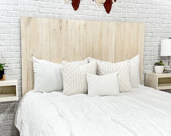 Antique White Headboard Farmhouse Style Wood Panels, Weathered and Distressed Bedroom Furniture,  Rustic Home Decor Barn Reclaim Style Wood