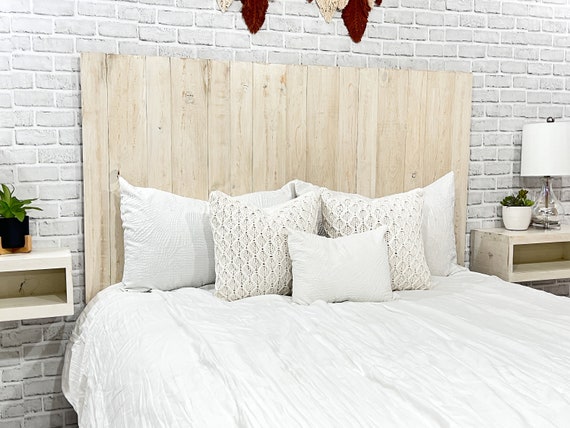 Antique White Headboard Farmhouse Style Wood Panels, Weathered and Distressed Bedroom Furniture,  Rustic Home Decor Barn Reclaim Style Wood
