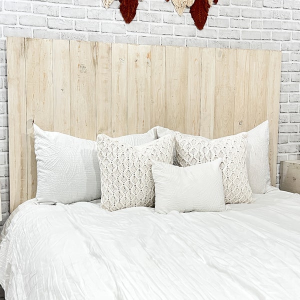 Antique White Headboard Farmhouse Style Wood Panels, Weathered and Distressed Bedroom Furniture,  Rustic Home Decor Barn Reclaim Style Wood