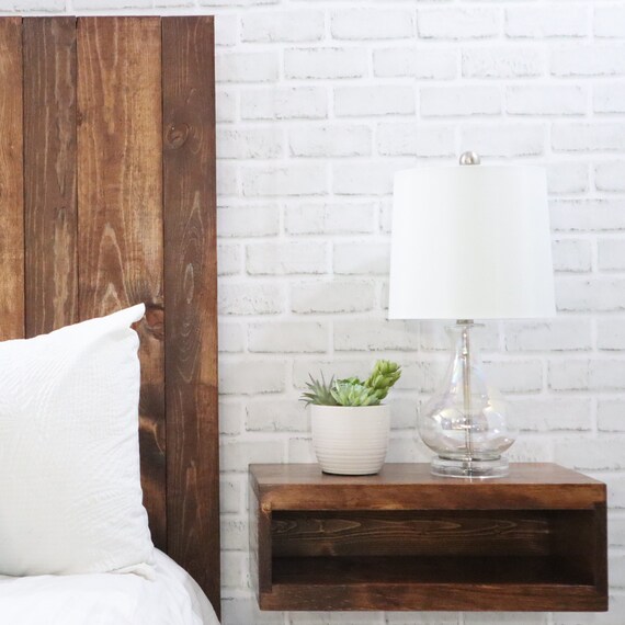 Rustic cheap floating nightstand