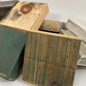 Assorted Wood Tiles Semi-Colored, Crafting or Painting Projects, Thick Bulk Wood Blanks, Mixed Variety Box, Scrap Wood
