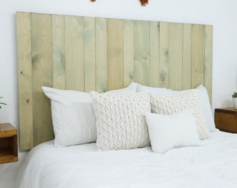 Sage Green Headboard Farmhouse Wall Panel, Coastal Cowgirl Bedroom Furniture Style, Cottage Home Decor, Real Wood Bed Headboard, Adjustable
