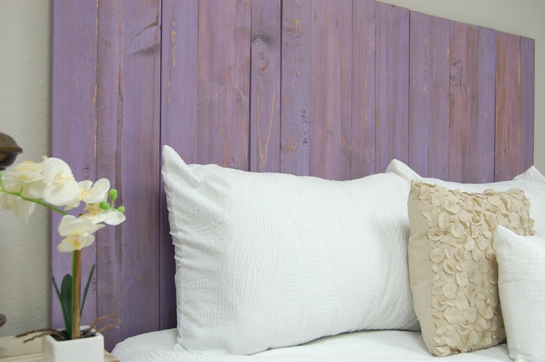 Handcrafted Twin Hanger Style Lavender Headboard Weathered King Queen California King Mounts on Wall Easy Installation Full