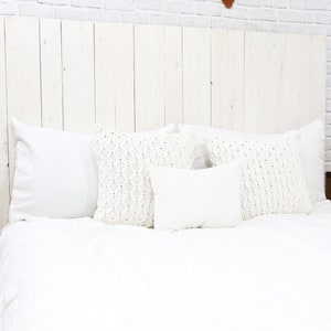 Whitewash Headboard, Contemporary Bedroom Furniture Style, Cottage Home Decor Wall Panels for Bed, Coastal Headboard Real Solid Wood Panels