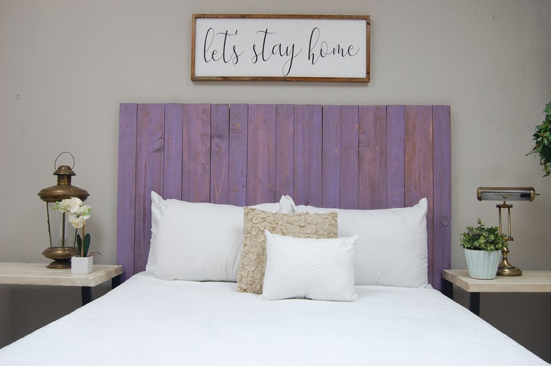 Handcrafted Twin Hanger Style Lavender Headboard Weathered King Queen California King Mounts on Wall Easy Installation Full