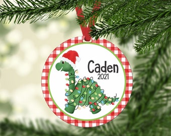 personalized dinosaur ornament, kids personalized ornament, Christmas ornament, dinosaur ornament, dinosaur Christmas ornament