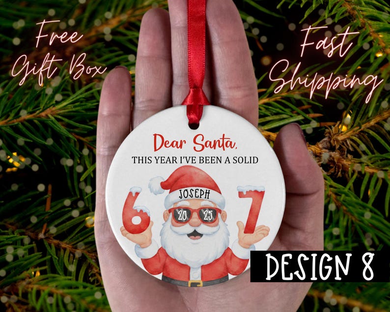 Personalized Six Seven Christmas Ornament, Custom 6 7 Funny Keepsake for kids, Family, Trending Six Seven, Six Seven Gift, 6 7 Ornament Option 8