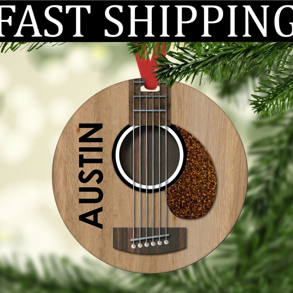 Guitar Ornament, Music Lover Gift, Personalized Ornament, Custom Guitar Ornament, Guitar Lover Ornament, Guitar Gift