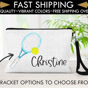 Personalized Tennis Bag, Personalized Tennis Make Up Bag, Custom Tennis Toiletry Bag, Tennis Gift Ideas, Tennis Wristlet, Tennis Team Gift