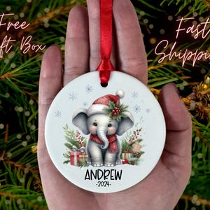 Elephant Ornament, Personalized Christmas Ornament for Kids, Personalized Elephant Christmas Ornament, Elephant Lover Gift, Elephant Gift