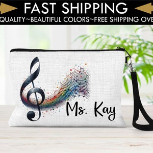 Music Teacher gift, Music Gifts, Personalized Gifts, Chorus Gift, Band Gift, Music Note Bag, Personalized Wristlet, Music Lover
