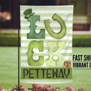 Personalized St Patricks Day Flag, personalized garden flag, St. Patrick&#39;s day garden flag, Luck Flag, St Patrick&#39;s Day Yard Flag