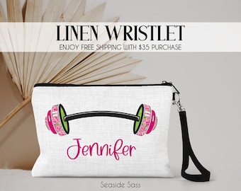 Personalized Gym Bag, Personalized Barbell Make Up Bag, Custom Workout Toiletry Bag, Lifting Gift Ideas, Weight Lifting, Gym Gift