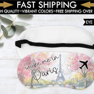 Personalized Eye Mask, Custom Eye Mask, Sleep Mask, Travel Eye Mask, Girls Trip Gifts, Sleepover Party Favors, Best Friend Gift, Paris Gift