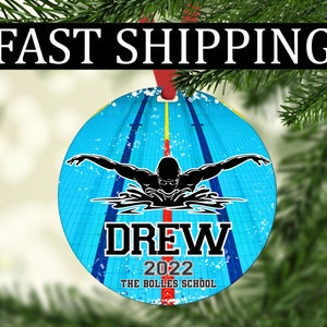 Personalized Swim Ornament, Swimmer Christmas Ornament, Swim Team Gift, Swimming Ornament, Swim Coach Gift
