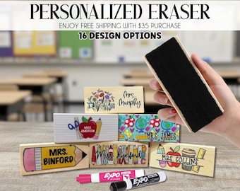 Personalized Teacher Gift, Whiteboard erase, Teacher Gift, Teacher appreciation gift, Teacher Eraser, Teacher Christmas Gift, Printed Eraser