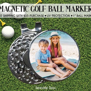 Photo Golf Ball Marker, Fathers Day Ball Marker, Golf Marker and Visor Clip Set, Custom Golf Gifts, Custom Golf Ball Marker, Golf Accessory