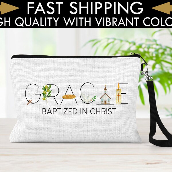 Personalized Baptism Gift, Religious Gift, Christian Bag, Baptism Bap, Baptism Gift, Personalized Wristlet with religious name, Religious