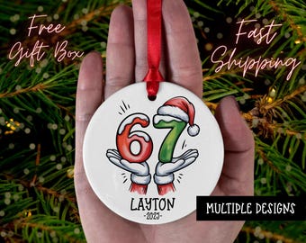 Personalized Six Seven Christmas Ornament, Custom 6 7 Funny Keepsake for kids, Family, Trending Six Seven, Six Seven Gift, 6 7 Ornament