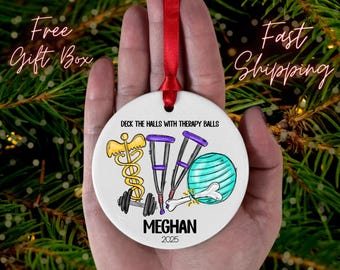 Adorno para fisioterapeuta, regalo para fisioterapeuta, adorno de rehabilitación, regalo de Navidad para fisioterapeuta, adorno navideño para fisioterapeuta, regalo para fisioterapeuta, adorno para terapeuta