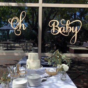 Oh baby back drop, oh baby wooden cutout, oh baby, baby shower decorations, baby shower backdrop, oh baby backdrop, oh baby sign, image 3