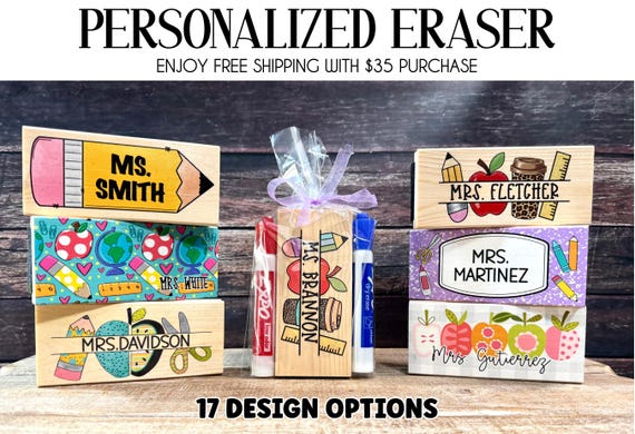 Personalized Teacher gift, Chalkboard eraser with marker, Teacher Gift, Teacher appreciation gift, Teacher Christmas Eraser, Teacher Gift